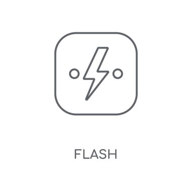 Flash doğrusal simgesi. Kavramı kontur sembol tasarımı flash. İnce grafik öğeleri illüstrasyon, beyaz bir arka plan, eps 10 anahat desen vektör.