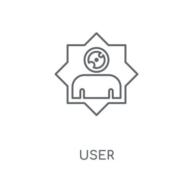 Kullanıcı doğrusal simgesi. Kullanıcı kavramı kontur sembol tasarımı. İnce grafik öğeleri illüstrasyon, beyaz bir arka plan, eps 10 anahat desen vektör.