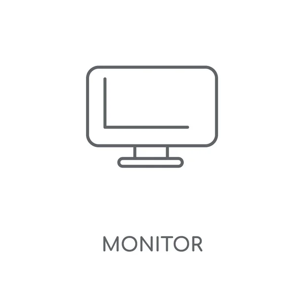 Monitor Ícone Linear Monitore Design Símbolo Curso Conceito Elementos Gráficos — Vetor de Stock