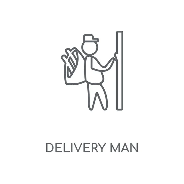 Чоловік Доставка Лінійної Піктограми Дизайн Символів Інсульту Людини Доставки Тонкі — стоковий вектор