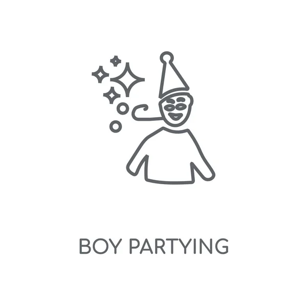 Pojke Partying Linjär Ikonen Pojke Partying Stroke Symbol Konceptdesign Tunn — Stock vektor