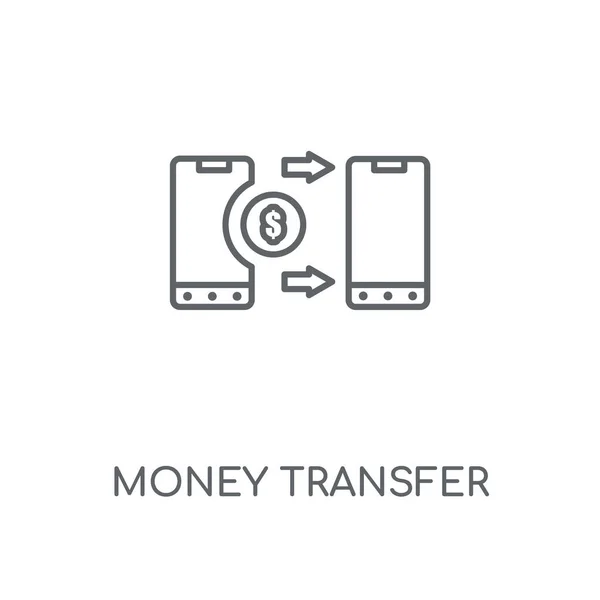 Ikony Liniowe Transferu Pieniędzy Pieniądze Transferu Koncepcji Skok Symbol Projektu — Wektor stockowy