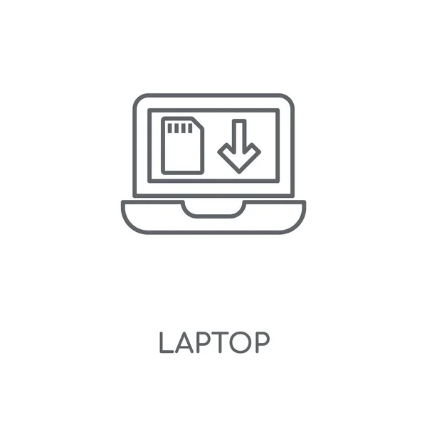 Icona Lineare Laptop Design Del Simbolo Del Tratto Del Computer — Vettoriale Stock