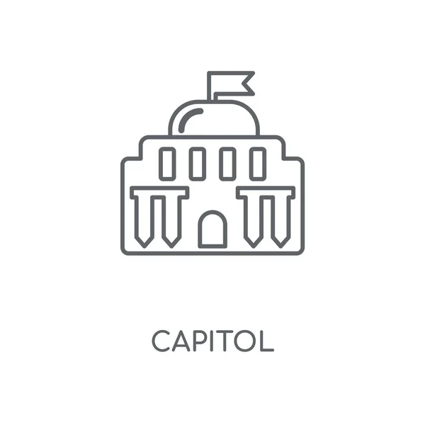 国会大厦线性图标 国会大厦概念笔画符号设计 薄的图形元素向量例证 在白色背景上的轮廓样式 Eps — 图库矢量图片