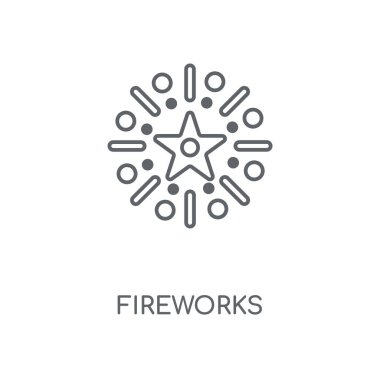 Havai fişek doğrusal simgesi. Havai fişek kavramı kontur sembolü tasarım. İnce grafik öğeleri illüstrasyon, beyaz bir arka plan, eps 10 anahat desen vektör.