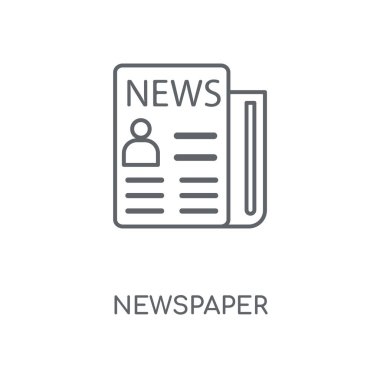 Gazete doğrusal simgesi. Gazete kavramı kontur sembolü tasarım. İnce grafik öğeleri illüstrasyon, beyaz bir arka plan, eps 10 anahat desen vektör.