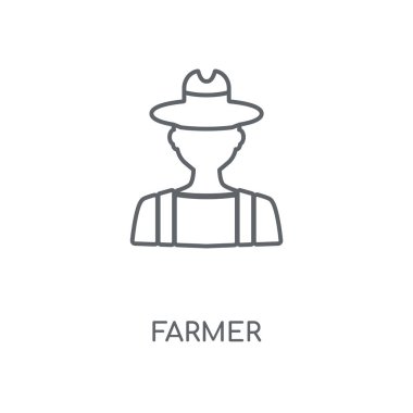 Çiftçi doğrusal simgesi. Çiftçi kavramı kontur sembolü tasarım. İnce grafik öğeleri illüstrasyon, beyaz bir arka plan, eps 10 anahat desen vektör.