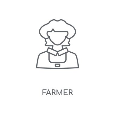 Çiftçi doğrusal simgesi. Çiftçi kavramı kontur sembolü tasarım. İnce grafik öğeleri illüstrasyon, beyaz bir arka plan, eps 10 anahat desen vektör.