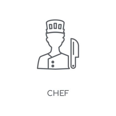 Şef doğrusal simgesi. Şef kavramı kontur sembolü tasarım. İnce grafik öğeleri illüstrasyon, beyaz bir arka plan, eps 10 anahat desen vektör.