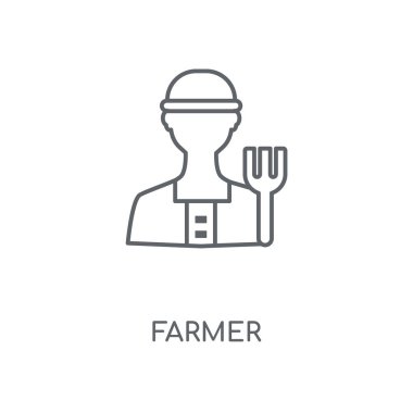Çiftçi doğrusal simgesi. Çiftçi kavramı kontur sembolü tasarım. İnce grafik öğeleri illüstrasyon, beyaz bir arka plan, eps 10 anahat desen vektör.