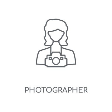 Fotoğrafçı doğrusal simgesi. Fotoğrafçı kavramı kontur sembolü tasarım. İnce grafik öğeleri illüstrasyon, beyaz bir arka plan, eps 10 anahat desen vektör.