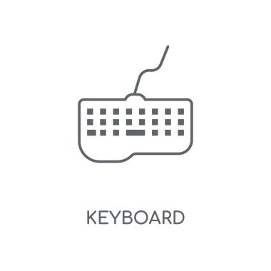 Klavye doğrusal simgesi. Klavye kavramı kontur sembol tasarımı. İnce grafik öğeleri illüstrasyon, beyaz bir arka plan, eps 10 anahat desen vektör.