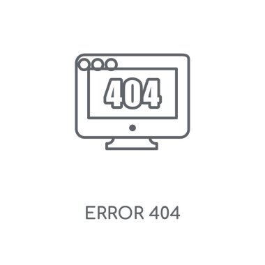 Hata 404 doğrusal simgesi. Hata 404 kavramı kontur sembolü tasarım. İnce grafik öğeleri illüstrasyon, beyaz bir arka plan, eps 10 anahat desen vektör.