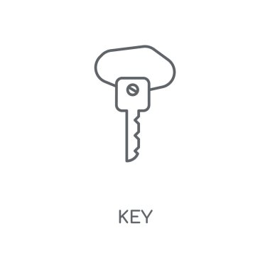 Anahtar doğrusal simgesi. Anahtar kavramı kontur sembolü tasarım. İnce grafik öğeleri illüstrasyon, beyaz bir arka plan, eps 10 anahat desen vektör.