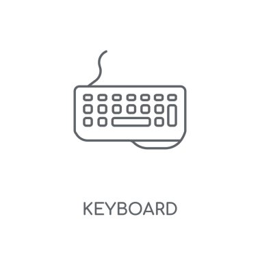 Klavye doğrusal simgesi. Klavye kavramı kontur sembol tasarımı. İnce grafik öğeleri illüstrasyon, beyaz bir arka plan, eps 10 anahat desen vektör.