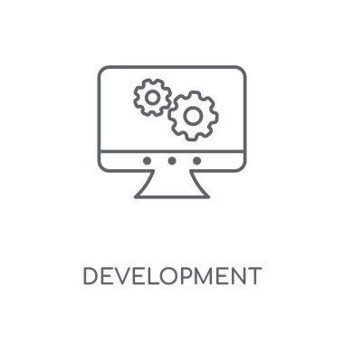 Gelişme doğrusal simgesi. Geliştirme kavramı kontur sembolü tasarım. İnce grafik öğeleri illüstrasyon, beyaz bir arka plan, eps 10 anahat desen vektör.