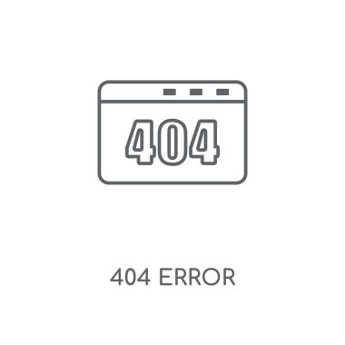 404 hata doğrusal simgesi. 404 hata kavramı kontur sembolü tasarım. İnce grafik öğeleri illüstrasyon, beyaz bir arka plan, eps 10 anahat desen vektör.