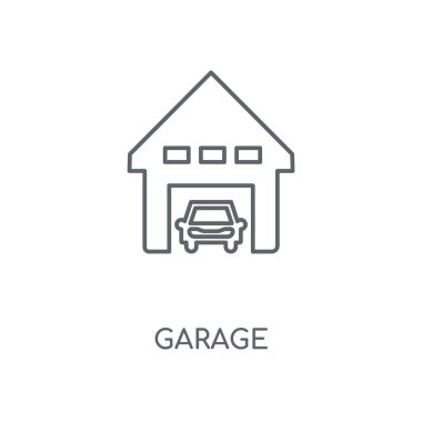 Garaj doğrusal simgesi. Garaj kavramı kontur sembolü tasarım. İnce grafik öğeleri illüstrasyon, beyaz bir arka plan, eps 10 anahat desen vektör.