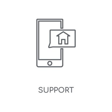 Destek doğrusal simgesi. Kavramı kontur sembolü tasarım desteği. İnce grafik öğeleri illüstrasyon, beyaz bir arka plan, eps 10 anahat desen vektör.