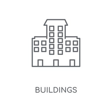 Binalar doğrusal simgesi. Binalar kavramı kontur sembolü tasarım. İnce grafik öğeleri illüstrasyon, beyaz bir arka plan, eps 10 anahat desen vektör.