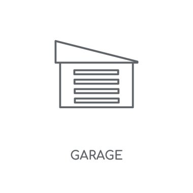Garaj doğrusal simgesi. Garaj kavramı kontur sembolü tasarım. İnce grafik öğeleri illüstrasyon, beyaz bir arka plan, eps 10 anahat desen vektör.