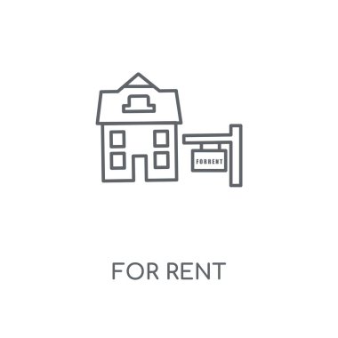 Kira için doğrusal simgesi. Kira kavramı kontur sembol tasarımı için. İnce grafik öğeleri illüstrasyon, beyaz bir arka plan, eps 10 anahat desen vektör.