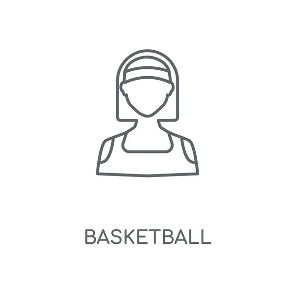 篮球线性图标 篮球概念笔画符号设计 薄的图形元素向量例证 在白色背景上的轮廓样式 Eps — 图库矢量图片