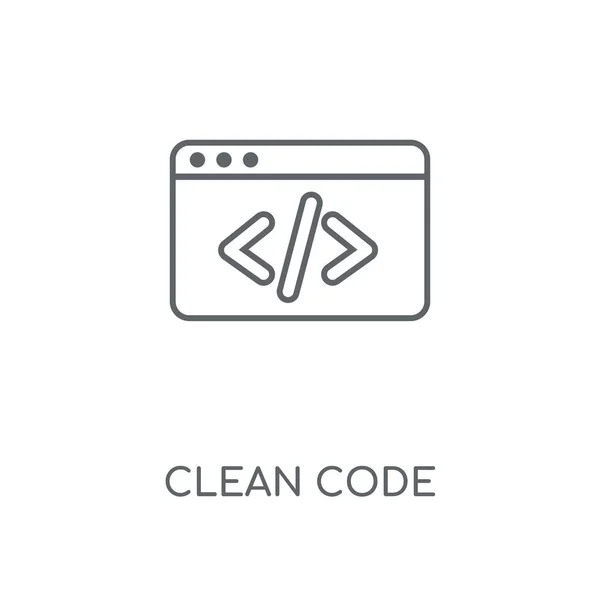 Código Limpo Ícone Linear Design Símbolo Curso Conceito Código Limpo — Vetor de Stock