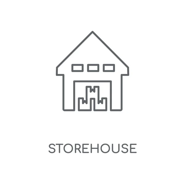 Storehouse Icône Linéaire Conception Symbole Course Concept Entrepôt Illustration Vectorielle — Image vectorielle