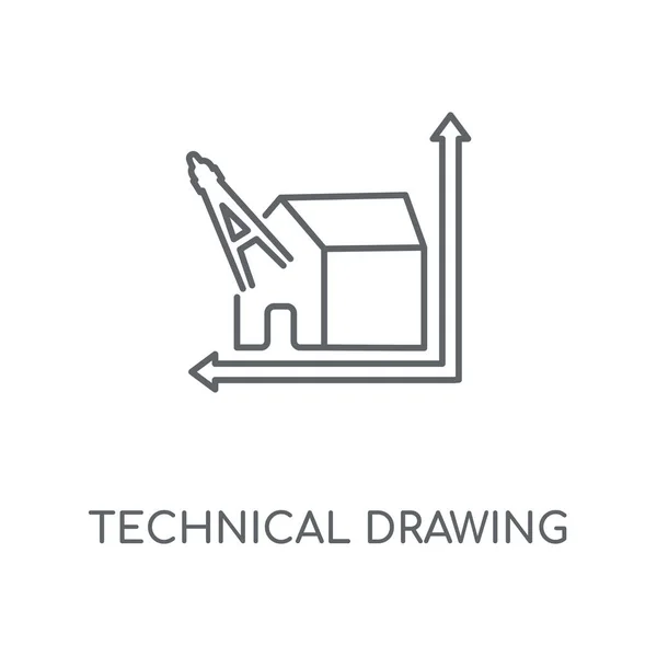Teknik Çizim Doğrusal Simgesi Teknik Çizim Kavramı Kontur Sembolü Tasarım — Stok Vektör