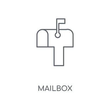 Posta kutusu doğrusal simgesi. Posta kutusu kavramı kontur sembolü tasarım. İnce grafik öğeleri illüstrasyon, beyaz bir arka plan, eps 10 anahat desen vektör.