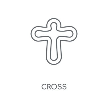 Doğrusal simgesi çapraz. Tasarım kavramı kontur sembolü haç. İnce grafik öğeleri illüstrasyon, beyaz bir arka plan, eps 10 anahat desen vektör.