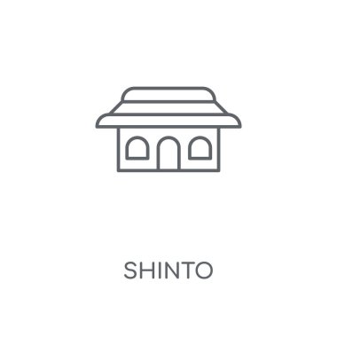 Şinto doğrusal simgesi. Şinto kavramı kontur sembolü tasarım. İnce grafik öğeleri illüstrasyon, beyaz bir arka plan, eps 10 anahat desen vektör.