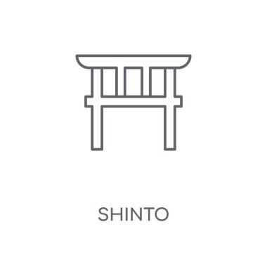 Şinto doğrusal simgesi. Şinto kavramı kontur sembolü tasarım. İnce grafik öğeleri illüstrasyon, beyaz bir arka plan, eps 10 anahat desen vektör.