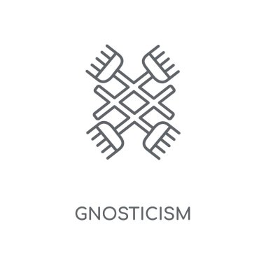 Gnostisizm doğrusal simgesi. Gnostisizm kavramı kontur sembolü tasarım. İnce grafik öğeleri illüstrasyon, beyaz bir arka plan, eps 10 anahat desen vektör.