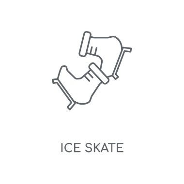 Buz pateni doğrusal simgesi. Buz pateni kavramı kontur sembolü tasarım. İnce grafik öğeleri illüstrasyon, beyaz bir arka plan, eps 10 anahat desen vektör.