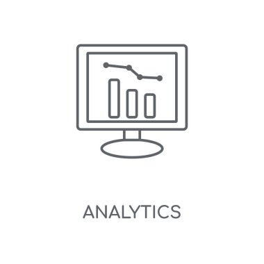 Analitik doğrusal simgesi. Analytics kavramı kontur sembolü tasarım. İnce grafik öğeleri illüstrasyon, beyaz bir arka plan, eps 10 anahat desen vektör.