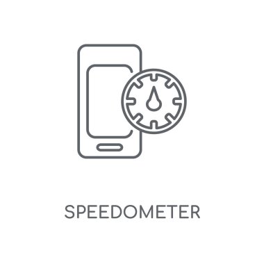 Hız göstergesi doğrusal simgesi. Hız göstergesi kavramı kontur sembolü tasarım. İnce grafik öğeleri illüstrasyon, beyaz bir arka plan, eps 10 anahat desen vektör.