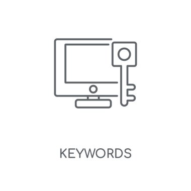 Anahtar kelimeler doğrusal simgesi. Anahtar kelimeler kavramı kontur sembolü tasarım. İnce grafik öğeleri illüstrasyon, beyaz bir arka plan, eps 10 anahat desen vektör.