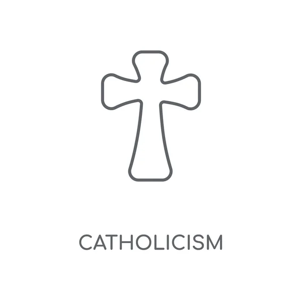 カトリック線形アイコン カトリック ストローク シンボル デザインのコンセプト薄いグラフィック要素ベクトル イラスト 白い背景 Eps の概要パターン — ストックベクタ