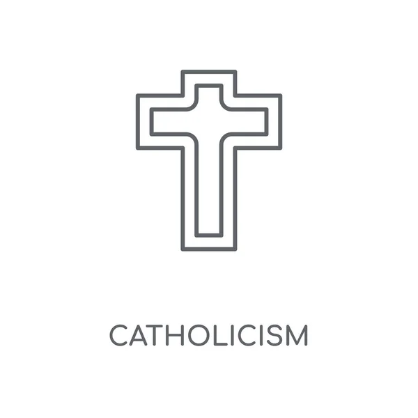 Katolicyzm Ikona Liniowej Katolicyzm Koncepcja Symbol Obrysu Cienkich Elementów Graficznych — Wektor stockowy