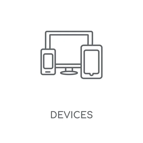 Icono Lineal Dispositivos Dispositivos Diseño Símbolo Carrera Concepto Elementos Gráficos — Vector de stock