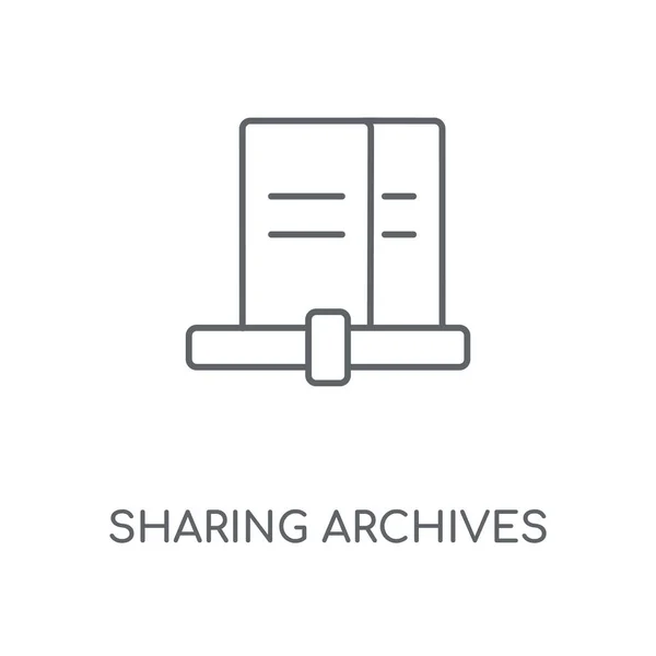 Partage Des Archives Icône Linéaire Partage Des Archives Concept Avc — Image vectorielle