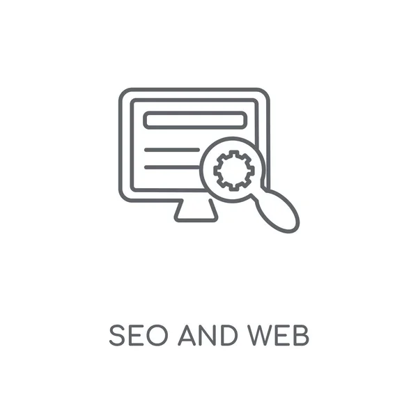 Seo Und Lineares Websymbol Seo Und Web Konzept Streichen Symboldesign — Stockvektor