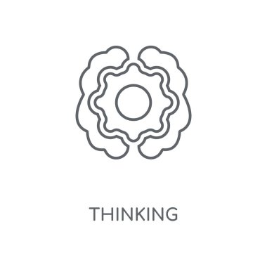 Düşünme doğrusal simgesi. Düşünme kavramı kontur sembolü tasarım. İnce grafik öğeleri illüstrasyon, beyaz bir arka plan, eps 10 anahat desen vektör.
