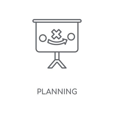 Doğrusal simgesi planlama. Planlama kavramı kontur sembolü tasarım. İnce grafik öğeleri illüstrasyon, beyaz bir arka plan, eps 10 anahat desen vektör.