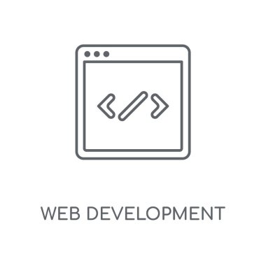 Web geliştirme doğrusal simgesi. Web geliştirme kavramı kontur sembolü tasarım. İnce grafik öğeleri illüstrasyon, beyaz bir arka plan, eps 10 anahat desen vektör.