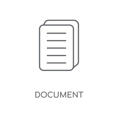 Belge doğrusal simgesi. Belge kavramı kontur sembol tasarımı. İnce grafik öğeleri illüstrasyon, beyaz bir arka plan, eps 10 anahat desen vektör.