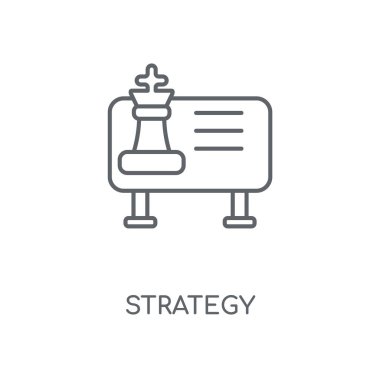 Strateji doğrusal simgesi. Strateji kavramı kontur sembolü tasarım. İnce grafik öğeleri illüstrasyon, beyaz bir arka plan, eps 10 anahat desen vektör.