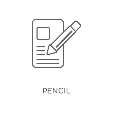 Kalem doğrusal simgesi. Kalem kavramı kontur sembolü tasarım. İnce grafik öğeleri illüstrasyon, beyaz bir arka plan, eps 10 anahat desen vektör.